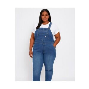 Carhartt Women's Denim Bib Overalls Plus Sz 3X 24-26 Short Blue Rugged Flex NWT